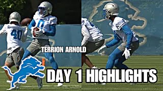 Detroit Lions ROOKIE Minicamp Highlights DAY 1 🔥 Terrion Arnold FIRST LOOK Showing SICK HANDS [upl. by Paviour]