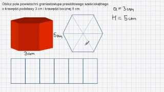 Pole powierzchni graniastosłupa prawidłowego sześciokątnego [upl. by Asenev]
