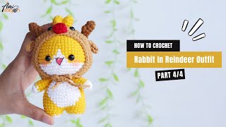 602  Rabbit In Reindeer Outfit Amigurumi 44  How To Crochet Dolls Amigurumi  AmiSaigon [upl. by Novyad]