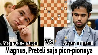 Arjun ngeyel Magnus Frustasi preteli semua pionnya  Titled Tuesday Blitz Nov 2023 [upl. by Calvo]