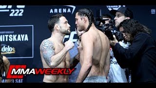 UFC 222 Ceremonial Weigh FrankieEdgar vs Brian Ortega [upl. by Lleynod]