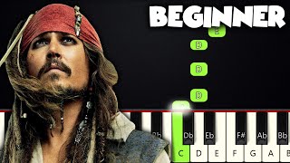 Hes A Pirate  Pirates Of The Caribbean  BEGINNER PIANO TUTORIAL  SHEET MUSIC by Betacustic [upl. by Afrikah]