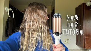 how I get beachy waves in less than 5 minutes  wavy hair tutorial  vlogtober day 31 [upl. by Croteau628]