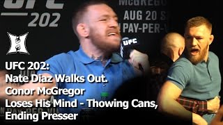 UFC 202 Diaz Leaves Presser w 209 Crew McGregor Screams Insults Camps Hurl Water Bottles FULL [upl. by Sisile]