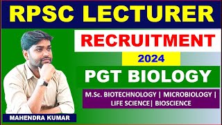 RPSCLECTURER BIOLOGYRECRUITMENTBIOTECHNOLOGYMICROBIOLOGYLIFE SCIENCEBIOSCIENCE [upl. by Stanwinn]