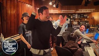 Jimmy Got a Sneak Peek of BTS Jimins New Song quotWhoquot in Studio  The Tonight Show [upl. by Crofton]