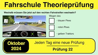 🚘 Führerschein Theorieprüfung Klasse B 🚗 Oktober 2024  Prüfung 22🎓📚 [upl. by Koetke]