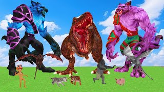 10 Woolly Mammoth Elephant vs 10 Giant Tiger vs TRex Zombie Attack Werewolf Gorilla [upl. by Terena]