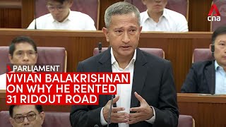 Dr Vivian Balakrishnan on why he rented the 31 Ridout Road bungalow  Full speech [upl. by Eiluj918]