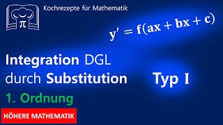 Differentialgleichungen lösen durch Substitution Typ I DGL  Schrittweise mit Beispiel [upl. by Otina921]