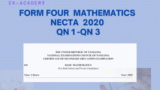 FORM FOUR BASIC MATHEMATICS NECTA 2021 Q1QN3 [upl. by Aikemaj]