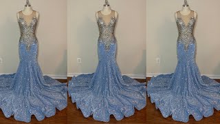 How to sew a sequin prom dress with bodice applique and circle skirt train DIY [upl. by Gaven]