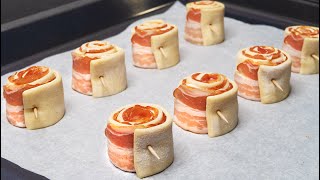 Brilliant appetizer idea in 5 minutes These will disappear in a minute Puff pastry and bacon [upl. by Merriman]