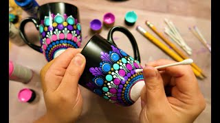 EASY Dot Mandala MUG Painting Using ONLY Qtip Toothpick Pencil  How To Lydia May [upl. by Tulley]