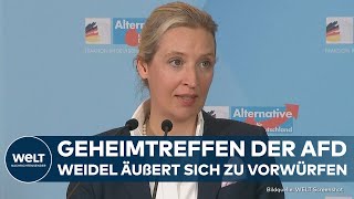 AFD GeheimtreffenAffäre Alice Weidel und Tino Chrupalla sehen Partei als Opfer einer Kampagne [upl. by Gradey]