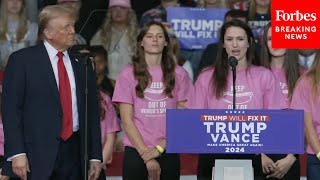 Trump Slams Inclusion Of Trans Athletes In Womens Sports Invites Roanoke Swim Team Members Onstage [upl. by Ettennat]