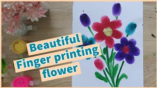 Finger printing Flower art  finger and thumb painting for kids [upl. by Ahsat384]