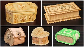 Jewelry storage boxes  DIY Jewellery Box made from Popsicle SticksBamboo sticks and jute [upl. by Tnaryb]