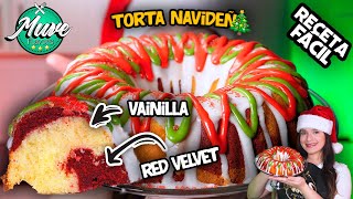 TORTA MARMOLEADA NAVIDEÑA 🎄 RED VELVET Y VAINILLA  HÚMEDA Y ESPONJOSA  Muve Flavors [upl. by Marji]