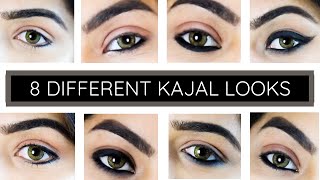 8 DIFFERENT KAJAL LOOKS  HOW TO APPLY KAJAL [upl. by Anoirtac]