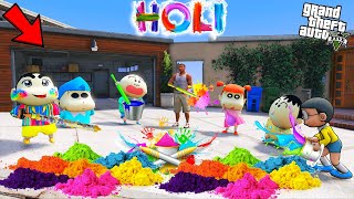 Celebrating Holi Franklin amp Shinchan and His Friends in GTA 5  GTA 5 Mods  GTA 5 Celebrate HOLI [upl. by Helve542]