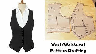 How to make Waistcoat  Vest Jacket  Ladies and Gents Jacket  Pattern drafting tutorial [upl. by Laureen888]