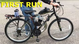 80cc 2Stroke Motorized Bike Build EP20  First Run [upl. by Anelis]