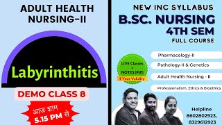 Labyrinthitis in hindi  Medical Surgical NursingII  BSc Nursing 4th Sem [upl. by Maribeth]