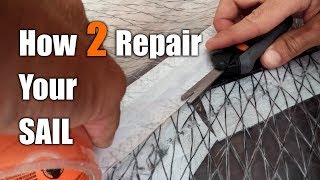 How to repair a windsurfing sail with xply or monofilm with Gorilla Tape [upl. by Meghann569]