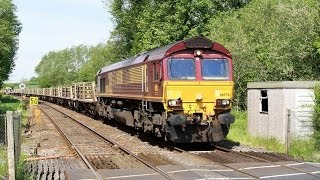 EWS 66076 speeds through Mottisfont with 6O39 to Eastleigh 19052014 [upl. by Dumanian]