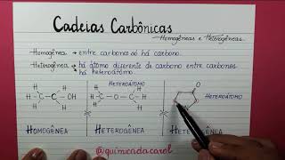 Cadeias Carbônicas  HOMOGÊNEAS E HETEROGÊNEAS [upl. by Lorola]