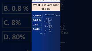 Square Root of 64 maths education percentage percentagemath mathematics arithmetic [upl. by Stevie]