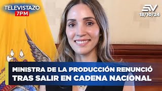 Sonsoles García renunció al Min de la Producción por motivos personales  Televistazo 7 PM ENVIVO🔴 [upl. by Leuqcar]