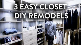 Easy Closet Remodels DIY  Walk In amp Reach In [upl. by Arelc909]