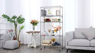 How to Install Homdox 5 Tier Heavy Duty Wire Metal Storage Shelves with Wheels？ [upl. by Atthia891]