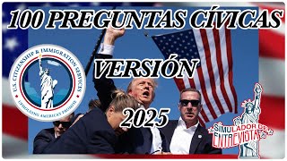 🇺🇸100 PREGUNTAS CÍVICAS VERSIÓN 2025 Simulador de Entrevista Para Ciudadanía Americana uscis [upl. by Ilram646]