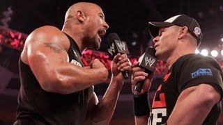 The Rock and John Cena engage in a WrestleManialevel war of words Raw March 5 2012 [upl. by Ycnaffit]