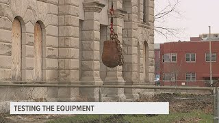 Countdown to demolition Wrecking ball set up to take down Rock Island County Courthouse [upl. by Arica]