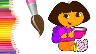 Dora with book drawing and coloring [upl. by Riordan]