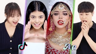 Koreans React to the Asoka Indian Makeup Transformation Challenge ｜asopo [upl. by Nehgem]