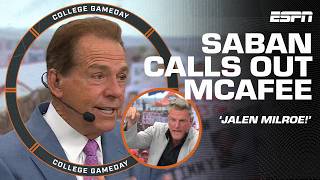 Nick Saban interrupts Pat McAfee MIDSENTENCE to call out Milroe AS A PROBLEM 😤  College GameDay [upl. by Asaph]