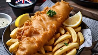 How to make British style halal fish and chips recipe at home yummy Tasty AI [upl. by Anialahs]