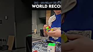 2x2 4x4 Relay world record 3513 seconds fast views rubikscube [upl. by Peper]