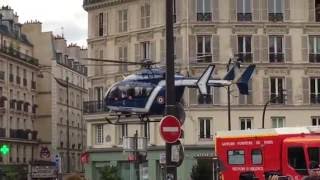 Helicoptère décollage urbain Paris  EC145 JBA Gendarmerie [upl. by Nnahtur]