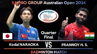 Kodai NARAOKA JPN vs PRANNOY H S IND  Australian Open 2024 Badminton [upl. by Aerdnwahs]