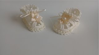 zapatitos para bautizo a crochet bebe 2 a 4 meses [upl. by Alegnave]