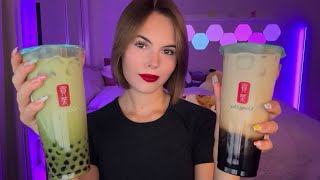 ASMR  Bubble Tea Mukbang 🧋🤤 boba pearls mouth sounds… [upl. by Nitnerb]