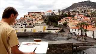 Patrick Fouilhoux aquarelles à Madère  watercolour painting in Madeira Portugal [upl. by Edi50]