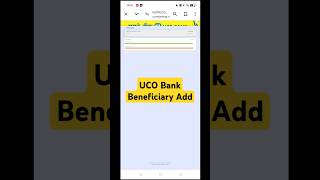 UCO Bank Beneficiary Add  uco beneficiary shorts ytshorts [upl. by Kelda]