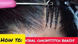 VIRAL CHAIN STITCH CROTCHET CORNROWS How to do Cornrows with crotchet needle [upl. by Lexis]